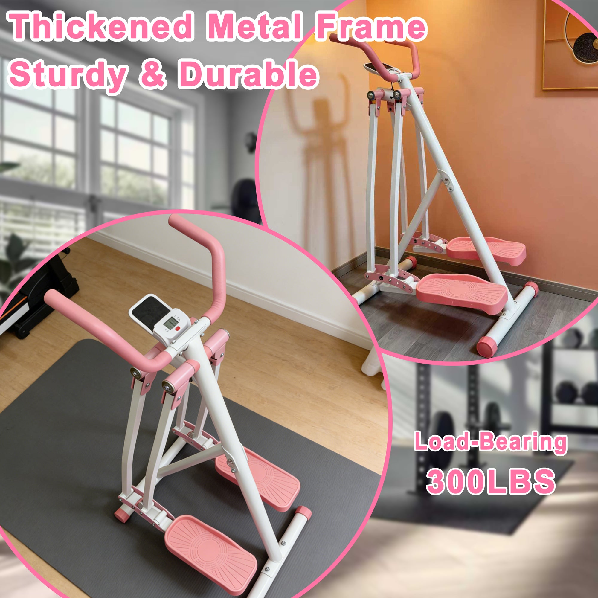 Kdymod Air Walking Elliptical Exercise Machine - Foldable Cardio Cross Trainer Glider for Full-Body Low-Impact Exercise with LCD Display Ideal for Home Gym