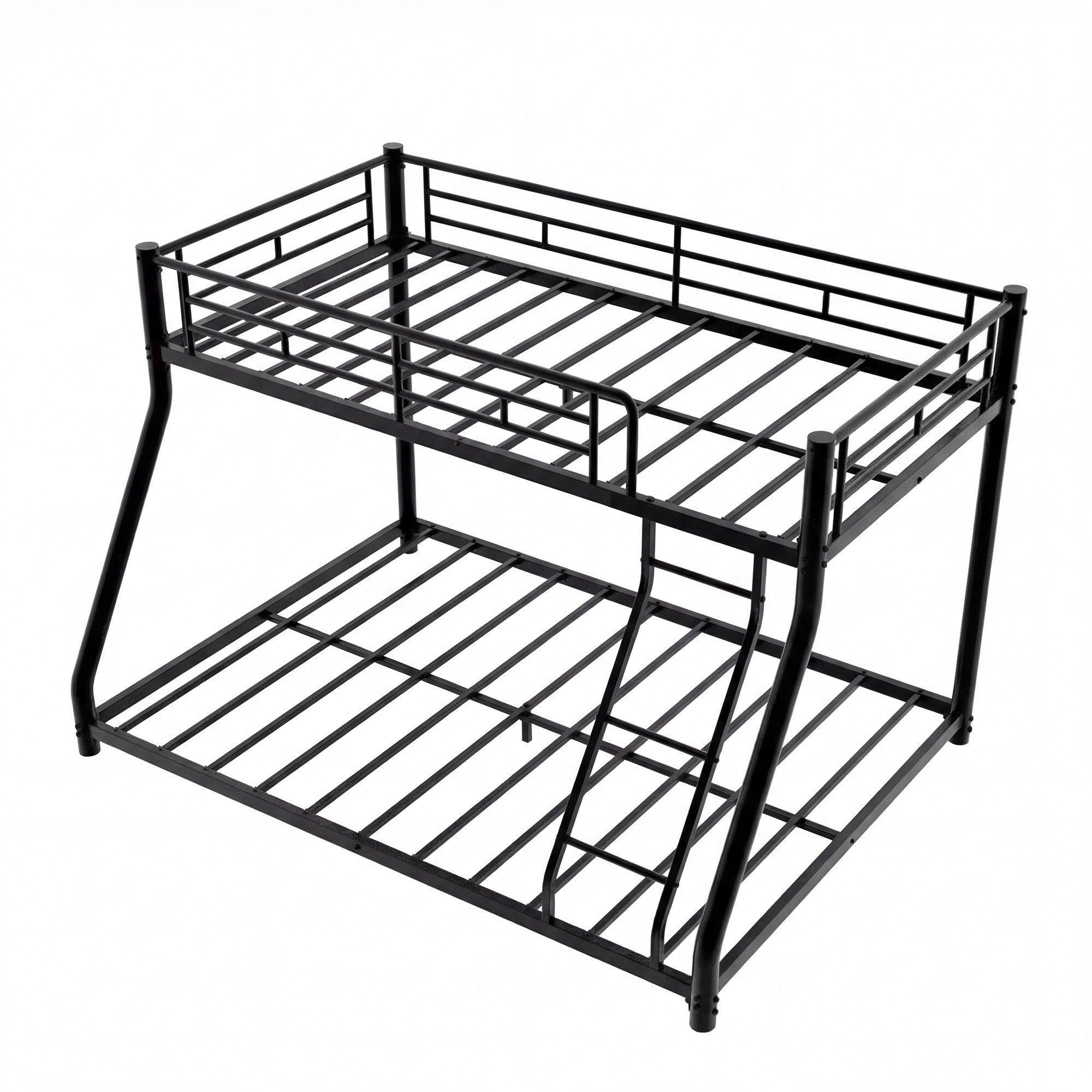 Netrum Twin over Full Bunk Bed for Teens Adults,Heavy Duty Metal Bunk Beds Frame with Ladder,Twin Full Size Bed Bunk Bed with Safe Guardrail for Small Rome,Black