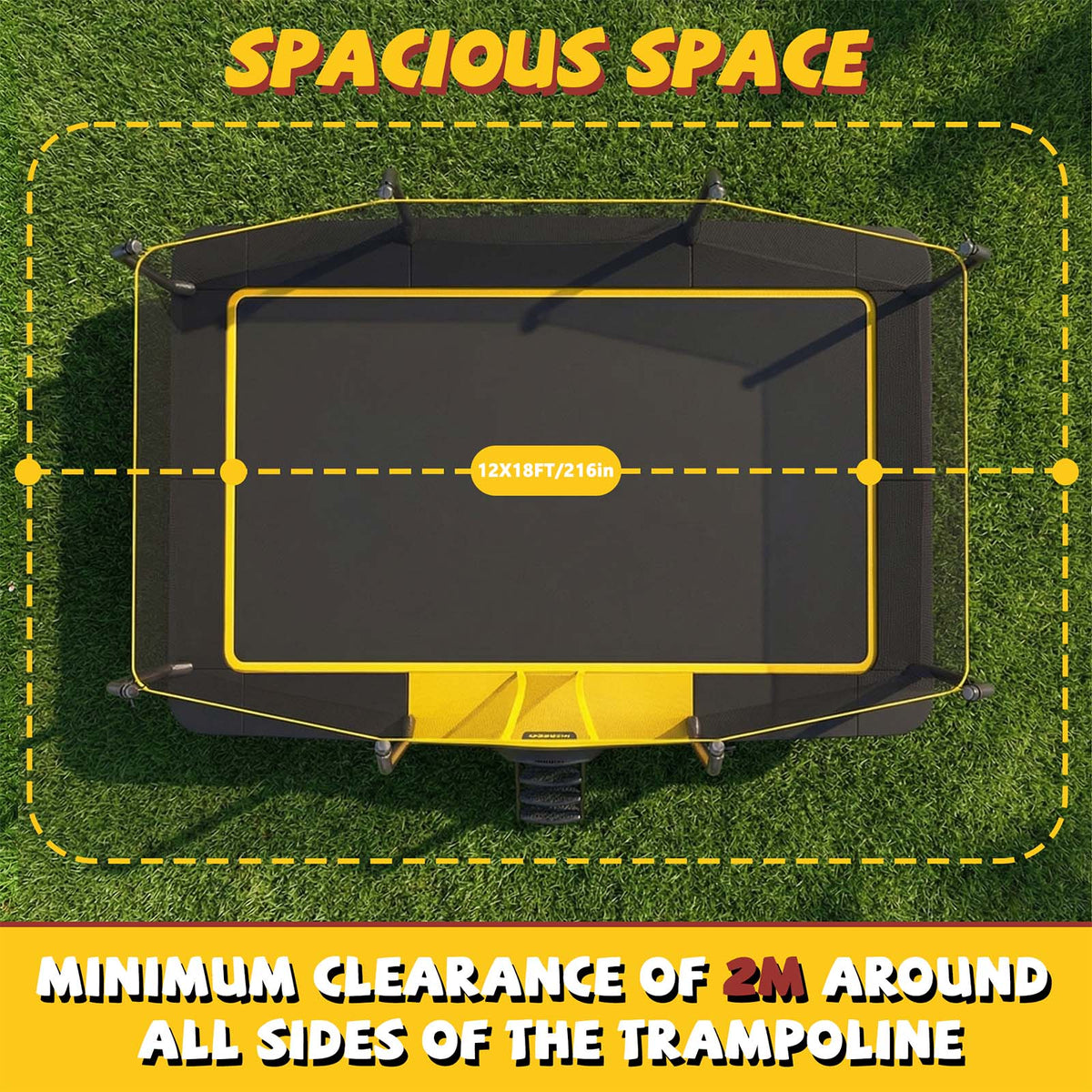 Mersco 12x18FT Kids Adults Trampoline, ASTM Certified Heavy Duty Outdoor Trampoline with Safety Enclosure Net and Upgraded Ladder for Backyard Family Fun, Fitness Trampoline MAX