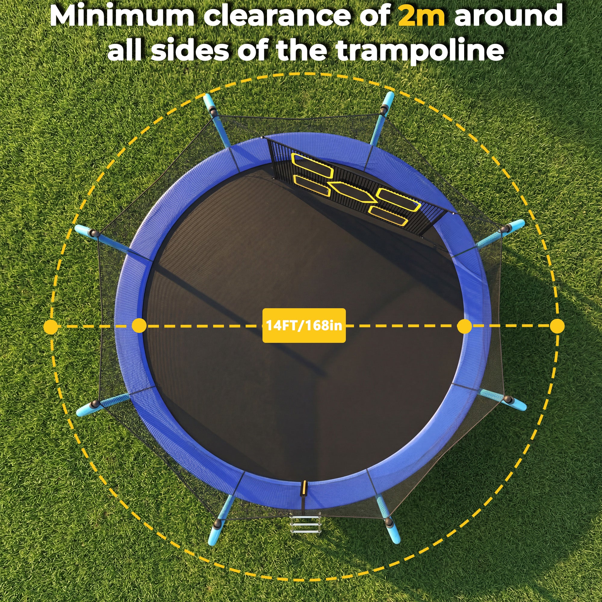 Mersco 14FT Trampoline for Kids with Mulifunctional Target Cloth,Outdoor Recreational Trampolines with Enclosure Net ,Ladder,Jumping Trampoline Space for Boys and Girls Birthday Festival Gifts,Blue