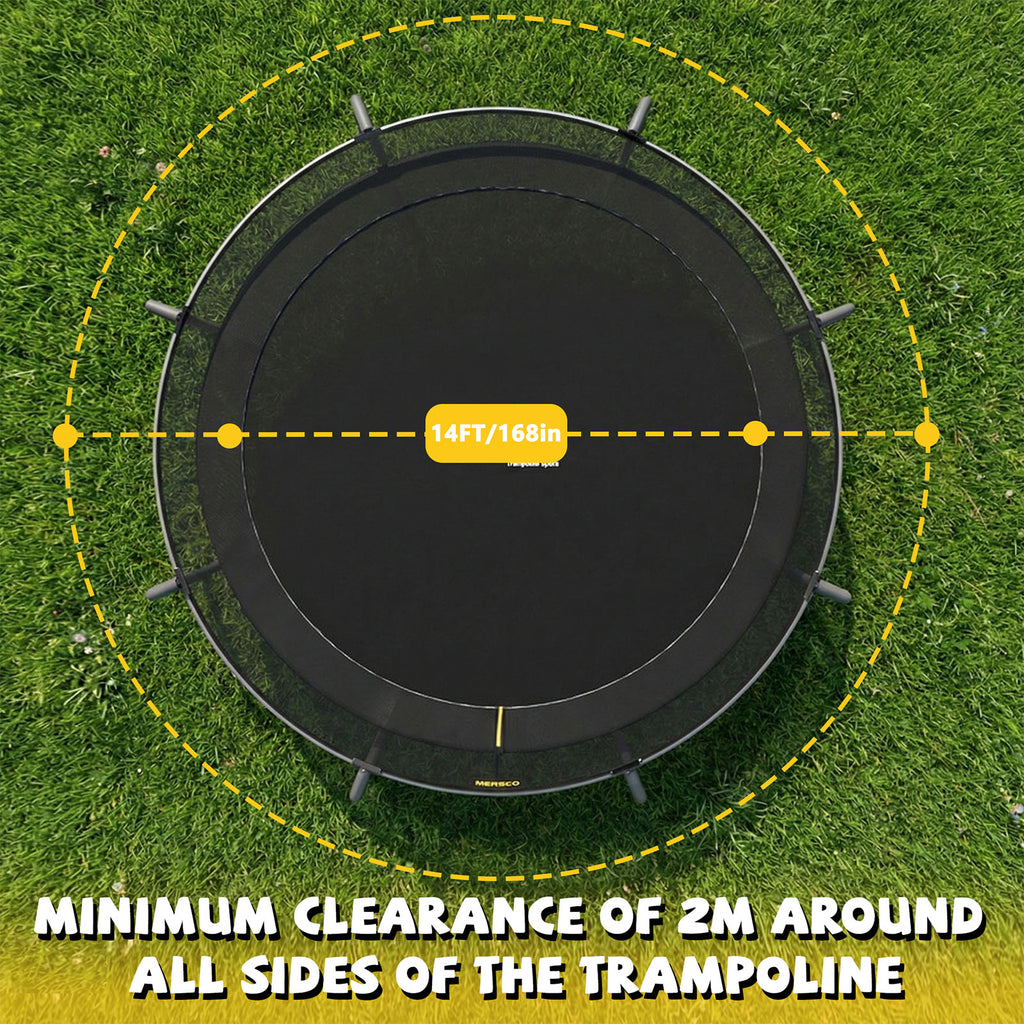 Mersco 14ft Trampoline for Kids and Adults,Pumpkin Outdoor Trampoline with Enclosure and Net,Jumping Trampoline SPACE for Boys and Girls Birthday Gifts,Black