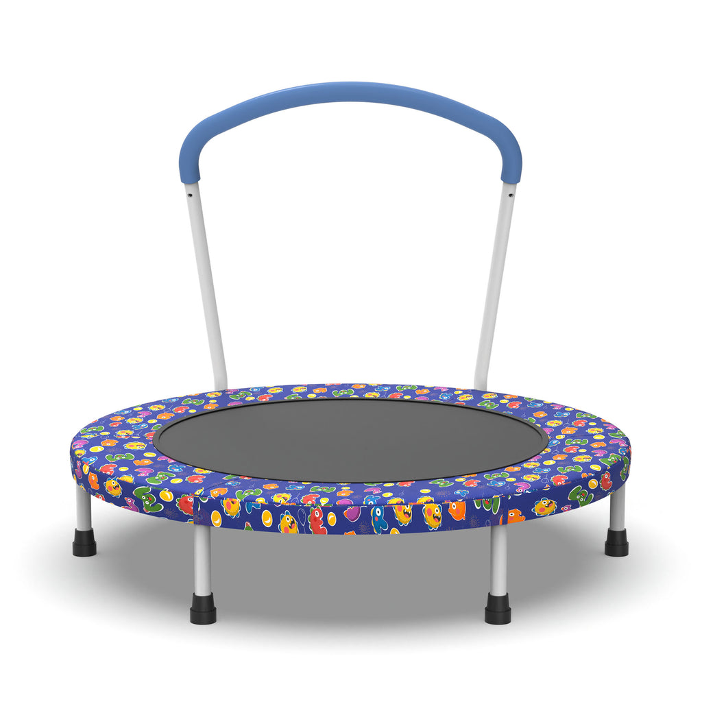 Mersco 36" Trampoline for Kids Indoor Trampoline with Handle for 2+ Years Kids Print