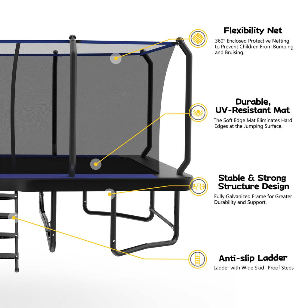 Mersco 12x18FT Kids Adults Trampoline, Heavy Duty Outdoor Trampoline with Safety Enclosure Net and Upgraded Ladder for Backyard Family Fun, Fitness Trampoline MAX