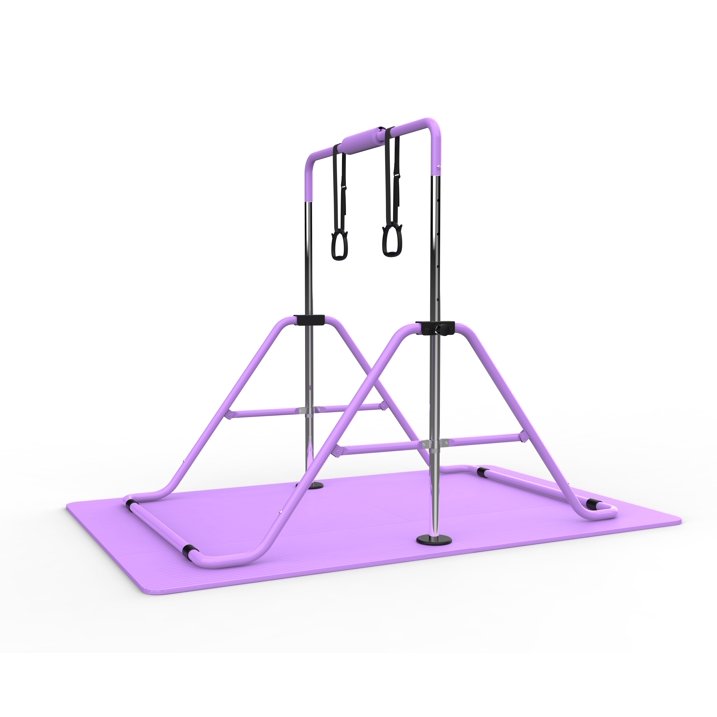 Kdymod Gymnastics Bar for Kid,Adjustable Height Kids Gymnastics Bar with Mat,Foldable Horizontal Junior Gymnastics Equipment Bar for Home Gym,Purple