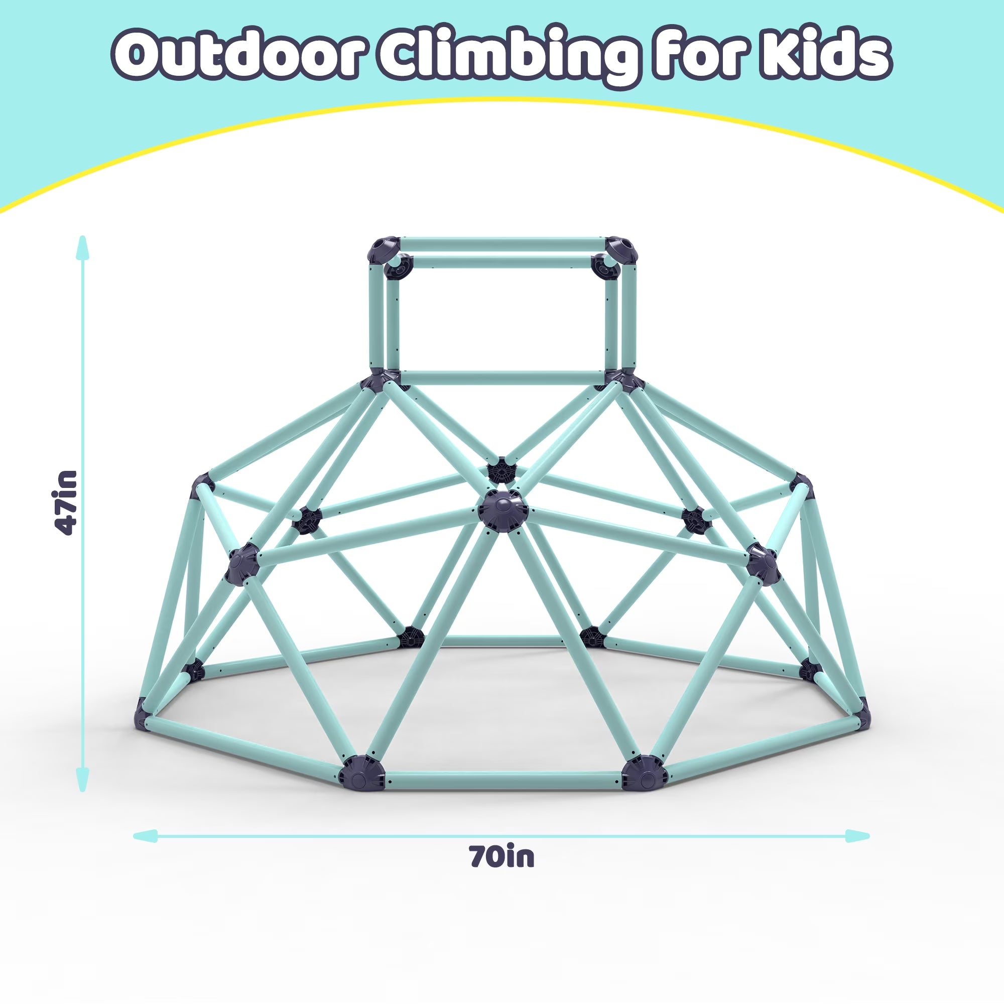 Kdymod 6ft Climbing Dome with Top for Kids Ages 3-8, Indoor/Outdoor Jungle Gym Playset, Dual Safety-Lock Geometric Climber, Easy Assembly Backyard Playground Equipment, Blue.