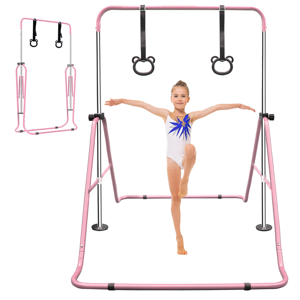 Kdymod Gymnastics Bar for Kid,Adjustable Height Kids Gymnastics Bar,Foldable Horizontal Junior Gymnastics Equipment Bar for Home Gym