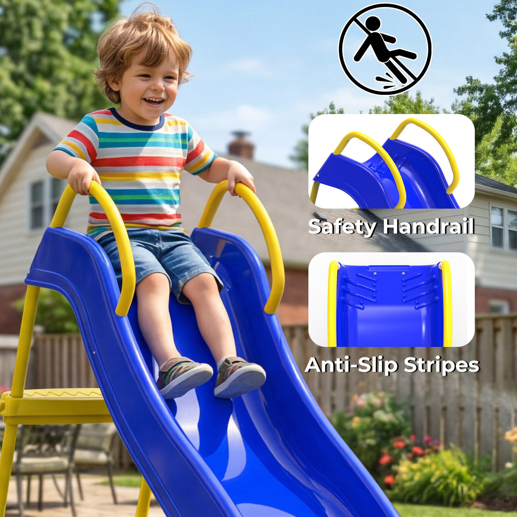 Kdymod 5.7FT Kid Outdoor Slide,Water Slide for Backyard with Ladder,Playground Freestanding Slide for Chlidren Birthday Gifts,Blue