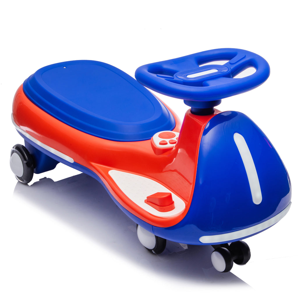 Cirui 12V Kids Electric Wiggle Car, 2-in-1 Swing Ride on Toy for Toddlers Aged 3-8,5MPH Max Speed,Triangular Stability Frame, Flashing Wheels,Bluetooth Music,Blue