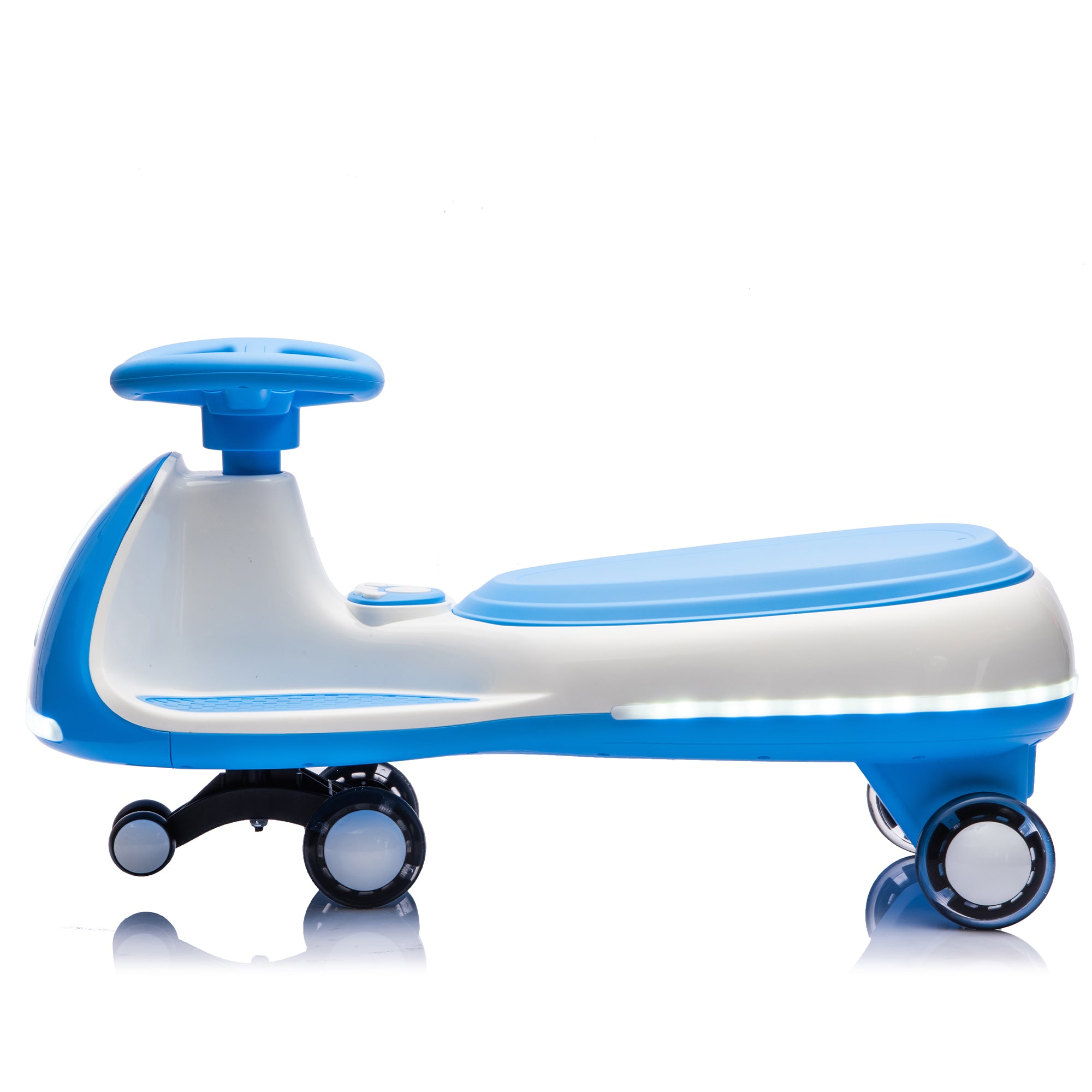 Cirui 12V Kids Electric Wiggle Car, 2-in-1 Swing Ride on Toy for Toddlers Aged 3-8,5MPH Max Speed,Triangular Stability Frame, Flashing Wheels,Bluetooth Music,Blue