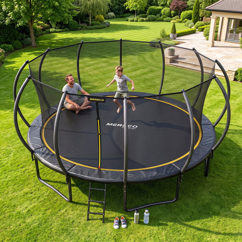Kdymod Trampoline for Kids and Adults, 16 FT Backyard Recreational Trampoline with Enclosure Net and Ladder, Heavy Duty Rust-Resistant Steel Frame, No Gap Design, Gift for Kids Adults