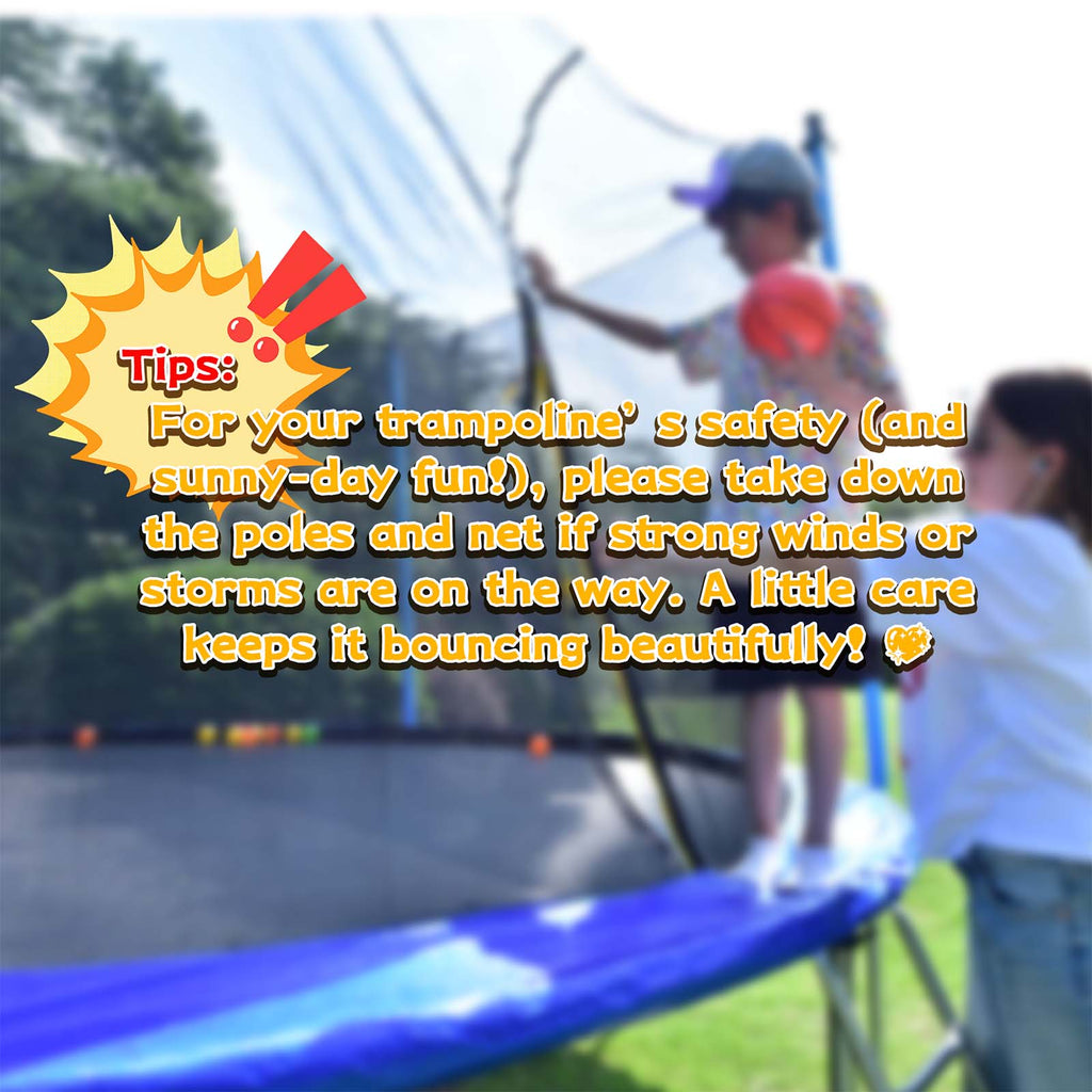 Mersco 8ft Trampoline for Kids,Outdoor Trampoline with Enclosure, Ladder,Upright-Poled Backyard Trampoline PLAY for Family Fun,Jumping Trampoline for Birthday Gifts,Blue