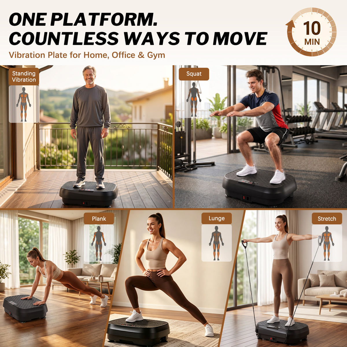 Kdymod Vibration Plate Exercise Machine & Whole Body Shake Plate, Workout Machine with Remote Control & Adjustable Settings, Versatile for Home Fitness, Black