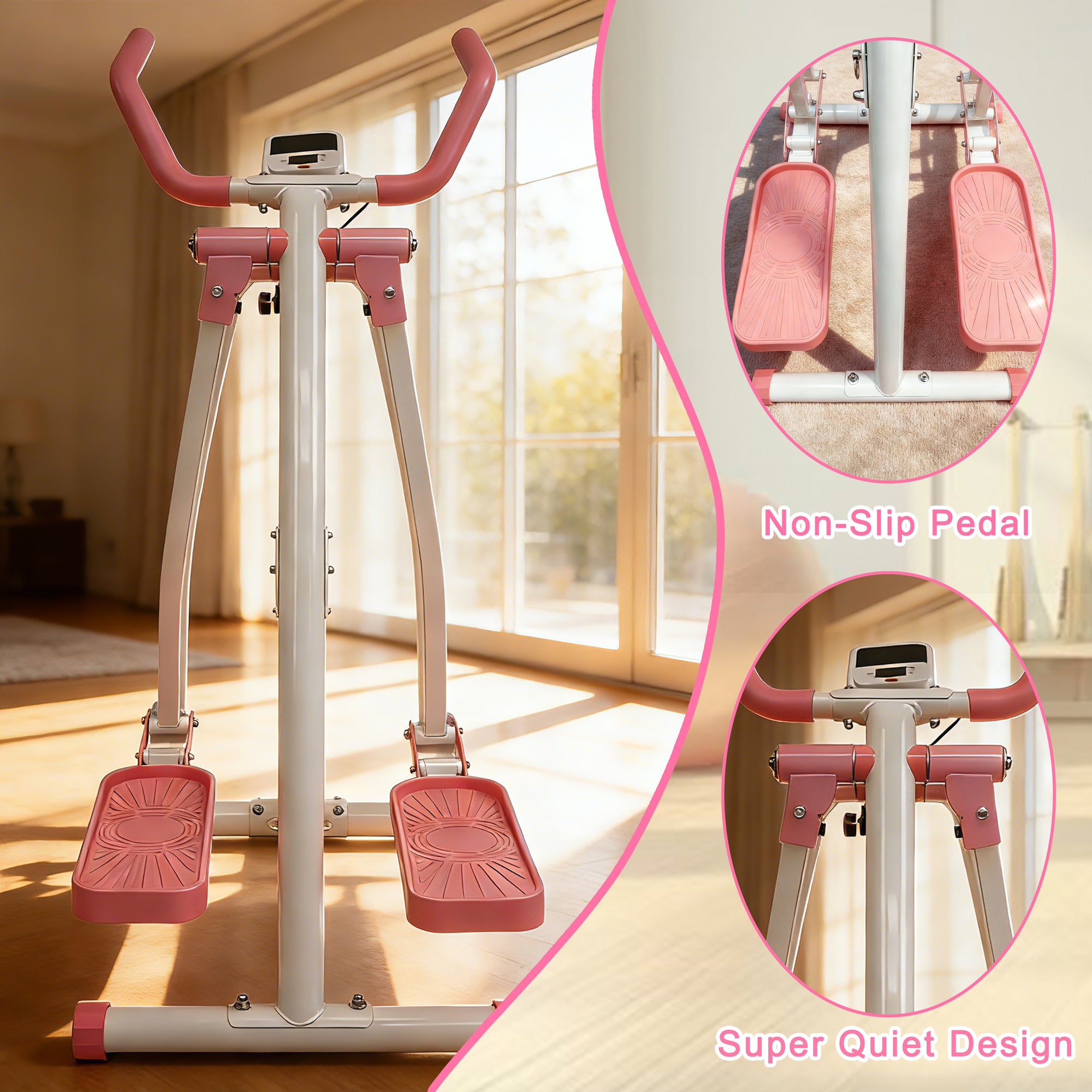 Kdymod Air Walking Elliptical Exercise Machine - Foldable Cardio Cross Trainer Glider for Full-Body Low-Impact Exercise with LCD Display Ideal for Home Gym