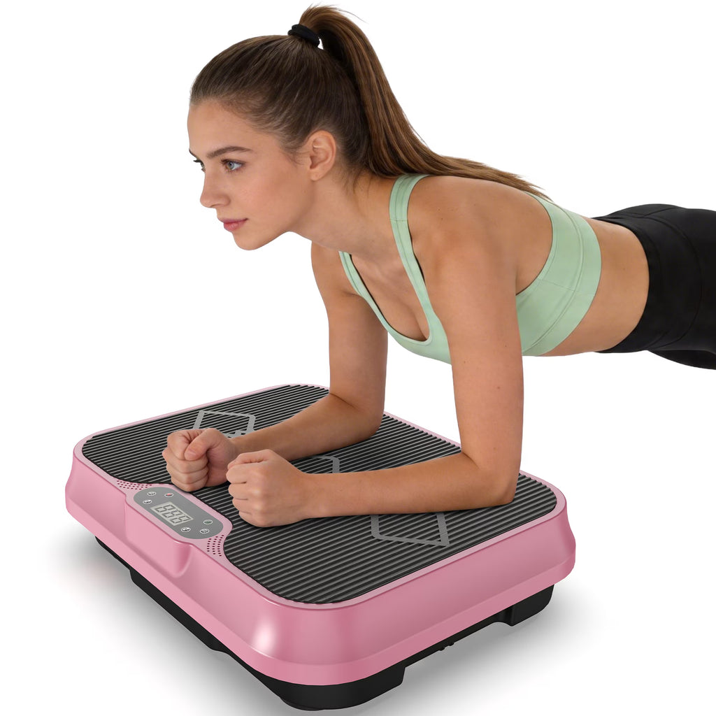 Kdymod Vibration Plate Exercise Machine with Resistance Bands,Whole Body Workout Vibration Platform with Remote Control,Quiet Exercise Equipment Workout Machine for Home Office,Rose Red