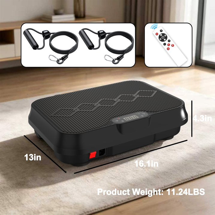 Kdymod Vibration Plate Exercise Machine with Resistance Bands,Whole Body Workout Vibration Platform with Remote Control,Quiet Exercise Equipment Workout Machine for Home Office,Black