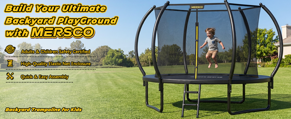 Kdymod Trampoline for 3-4 Kids, 10 FT Backyard Recreational Trampoline with Enclosure Net and Ladder, Heavy Duty Rust-Resistant Steel Frame, No Gap Design, Gift for Kids Adults