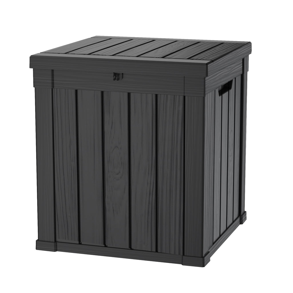 CIRUI 50 Gallon Double-Wall Resin Deck Box,Lockable Waterproof Outdoor Storage Box, 515lbs Capacity and Doubles as Seating for Patio Furniture,Garden Tools, Pool Accessories (Black)