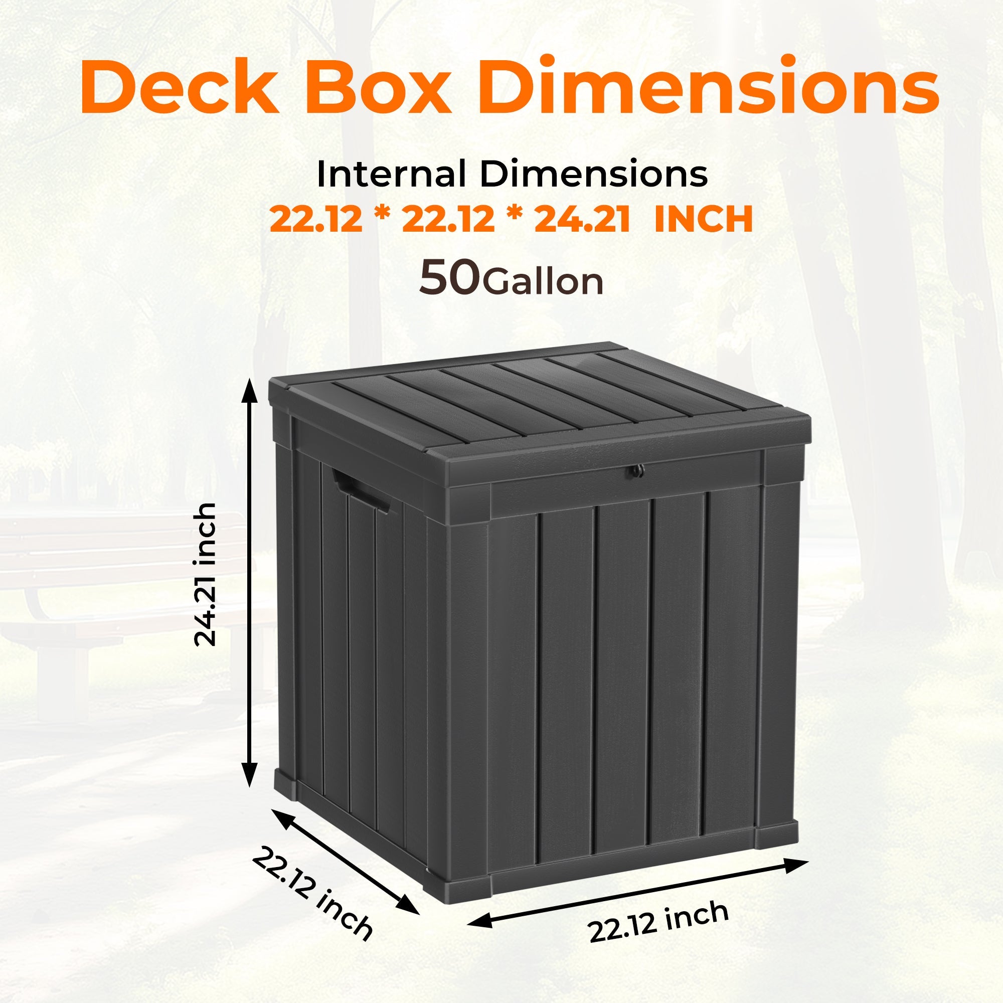 CIRUI 50 Gallon Double-Wall Resin Deck Box,Lockable Waterproof Outdoor Storage Box, 515lbs Capacity and Doubles as Seating for Patio Furniture,Garden Tools, Pool Accessories (Black)