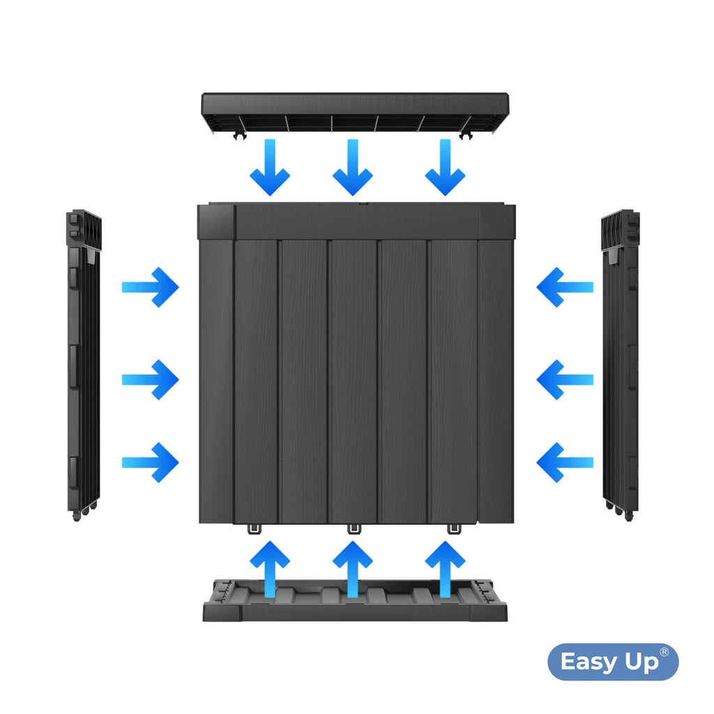 CIRUI 50 Gallon Double-Wall Resin Deck Box,Lockable Waterproof Outdoor Storage Box, 515lbs Capacity and Doubles as Seating for Patio Furniture,Garden Tools, Pool Accessories (Black)