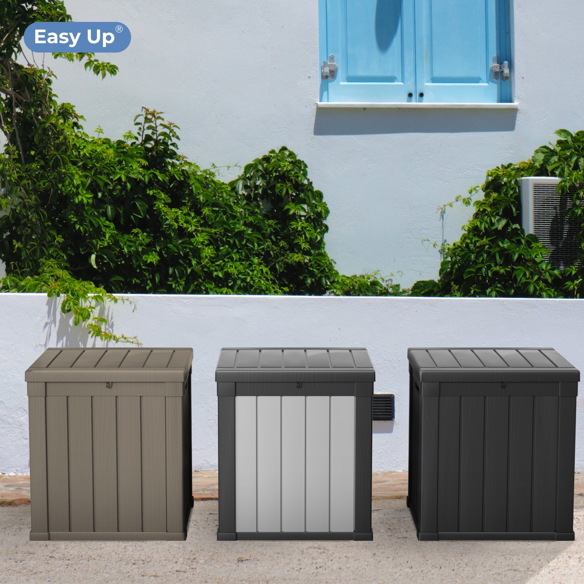 CIRUI 50 Gallon Double-Wall Resin Deck Box,Lockable Waterproof Outdoor Storage Box, 515lbs Capacity and Doubles as Seating for Patio Furniture,Garden Tools, Pool Accessories (Black)