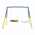 Kdymod Heavy Duty 440lbs Double Swing Set with Stand, Metal A-Frame Swing Set for Backyard, Includes 32" Saucer Disc & 26.2" Belt Seat, Outdoor Playset for Playground
