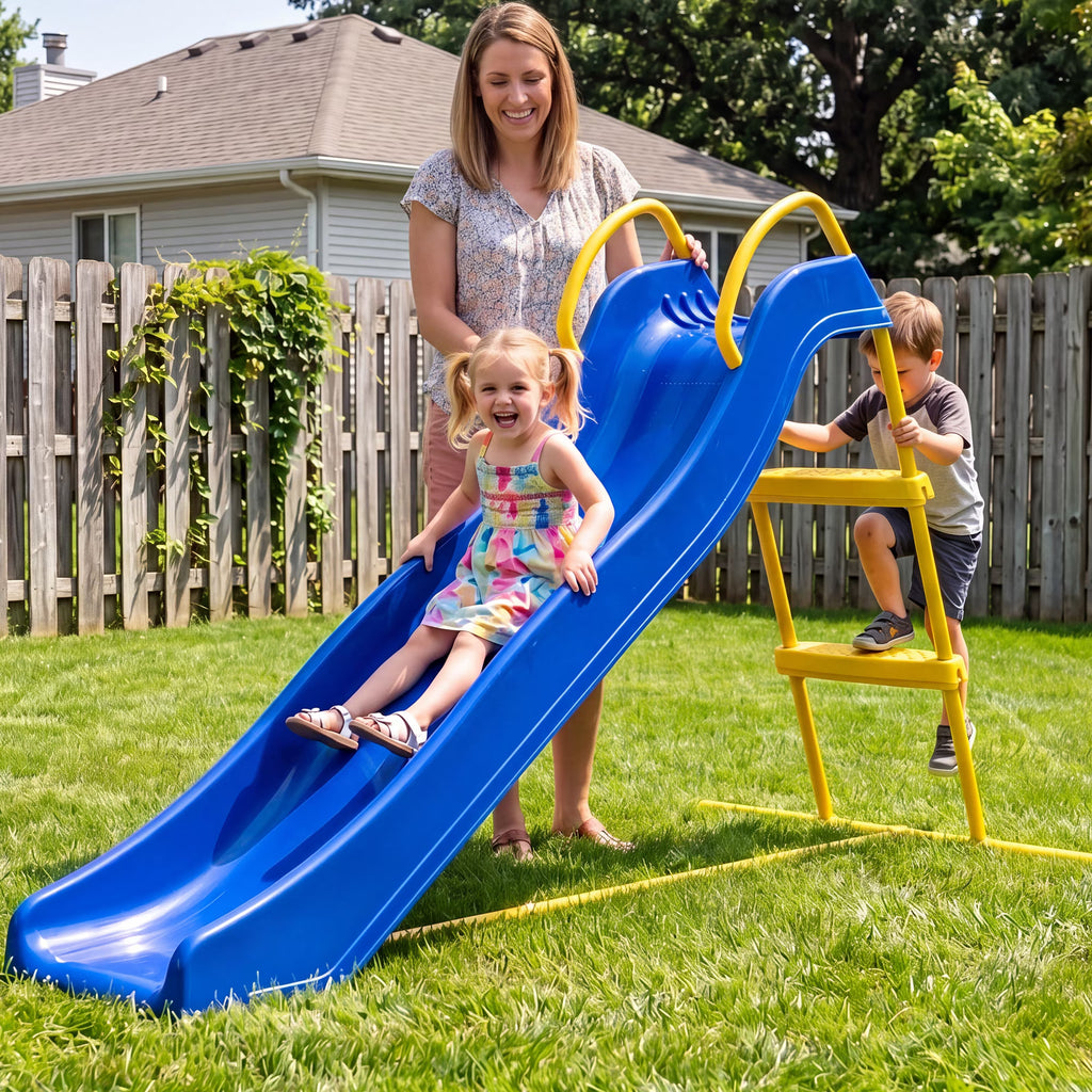 Kdymod 5.7FT Kid Outdoor Slide,Water Slide for Backyard with Ladder,Playground Freestanding Slide for Chlidren Birthday Gifts,Blue