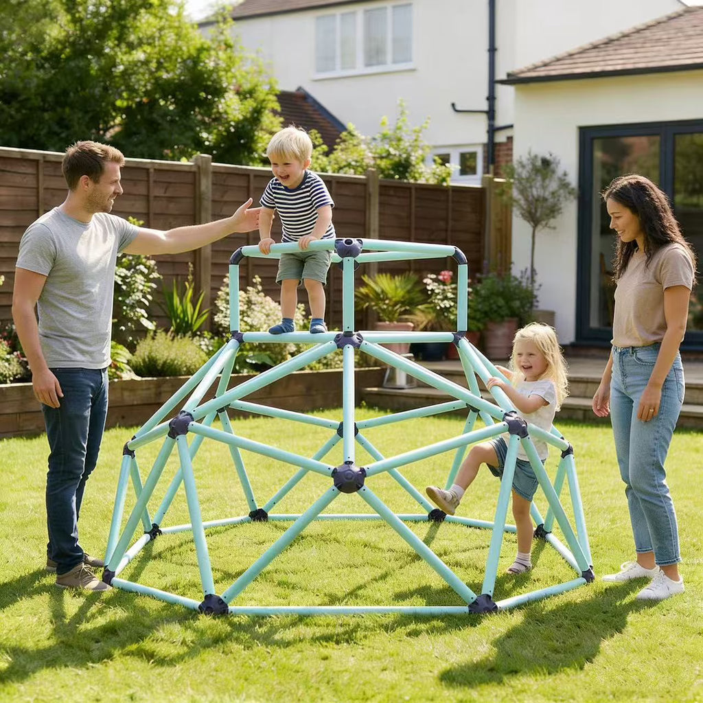 Kdymod 6ft Climbing Dome with Top for Kids Ages 3-8, Indoor/Outdoor Jungle Gym Playset, Dual Safety-Lock Geometric Climber, Easy Assembly Backyard Playground Equipment, Blue.