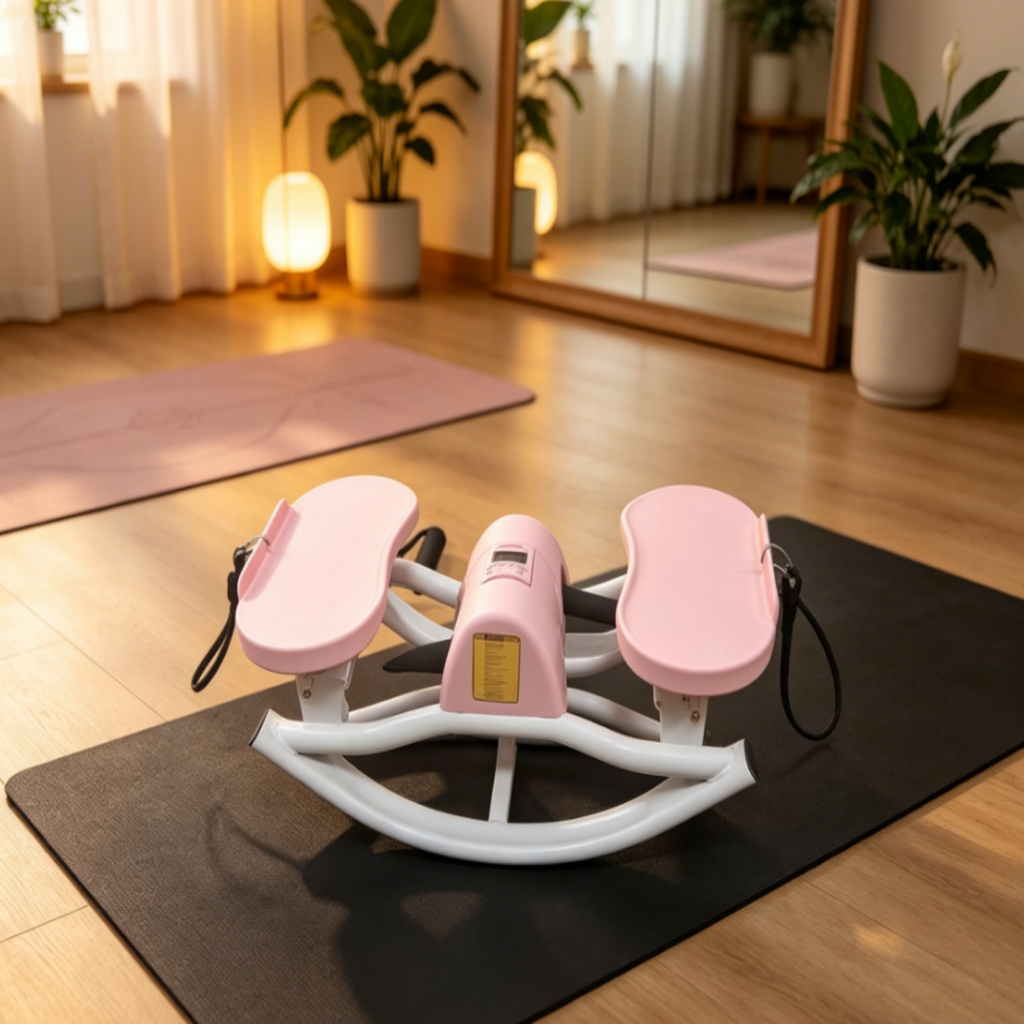 Kdymod Lateral Rocking Fitness Stepper, Low Impact Portable Exercise Stepper, Workout Machine, Rock Stepper Machine with Digital Monitor & Resistance Bands,Pink
