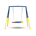 Kdymod 440lbs 40" Saucer Swing with Frame for Kids Outdoor, Heavy Duty Metal Swing Set with Adjustable Ropes & Ground Anchors, A-Frame Backyard Playset for Playground, Toddlers Ages 3+, Blue