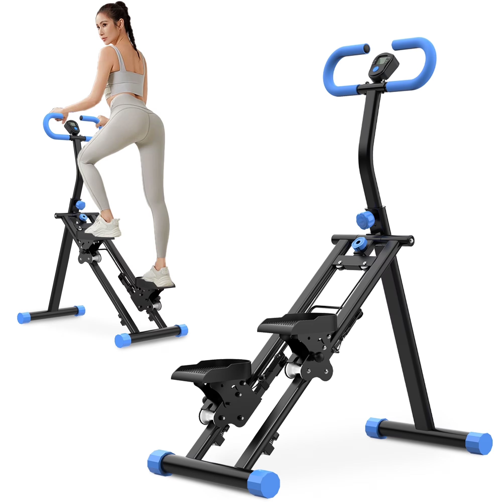 Kdymod Stair Stepper for Home with Adjustable Handlebar, Vertical Climber Workout Machine for Full-Body Exercise, Compact Foldable & Stable Frame ,Blue