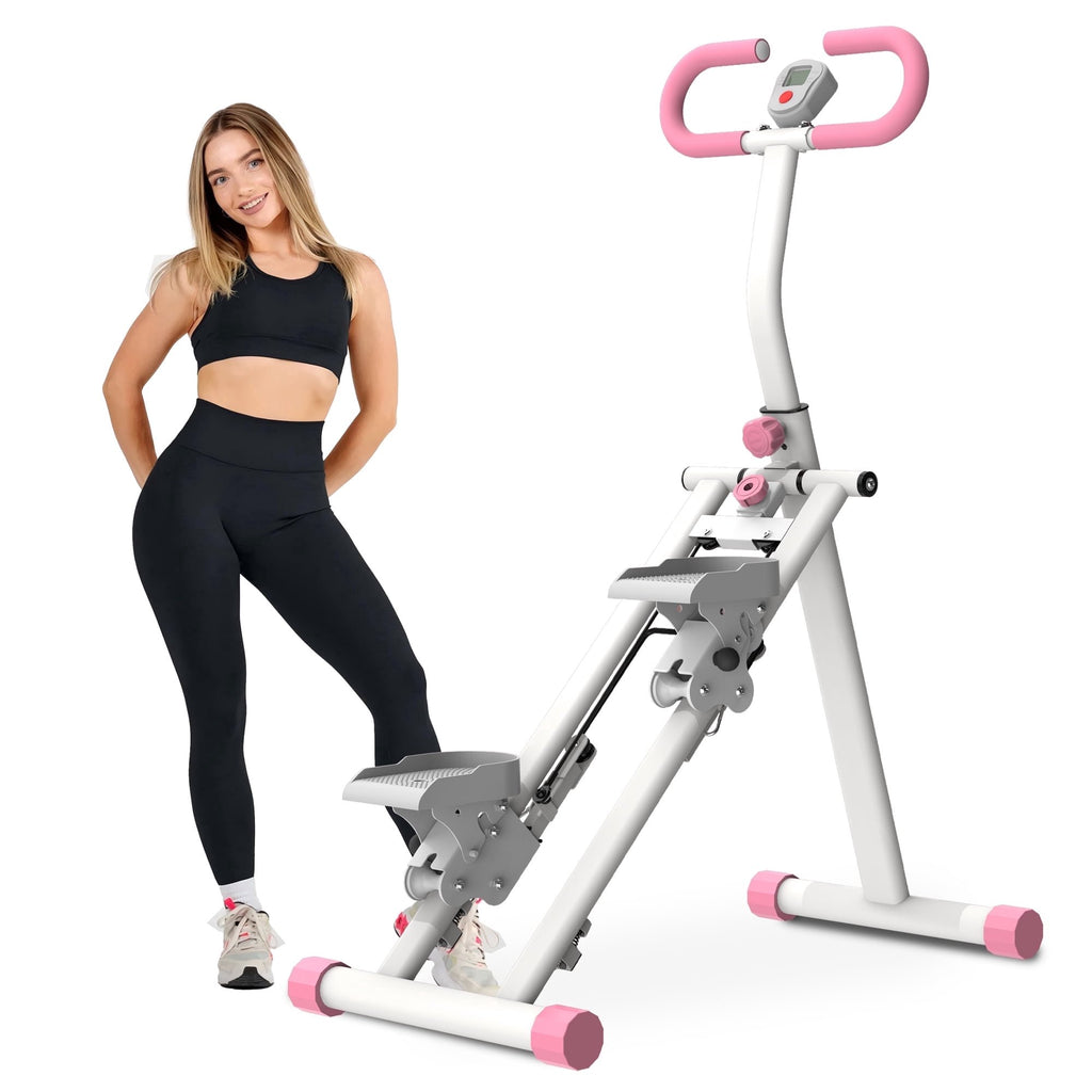 Kdymod Stair Stepper for Home with Adjustable Handlebar, Vertical Climber Workout Machine for Full-Body Exercise, Compact Foldable & Stable Frame ,Pink