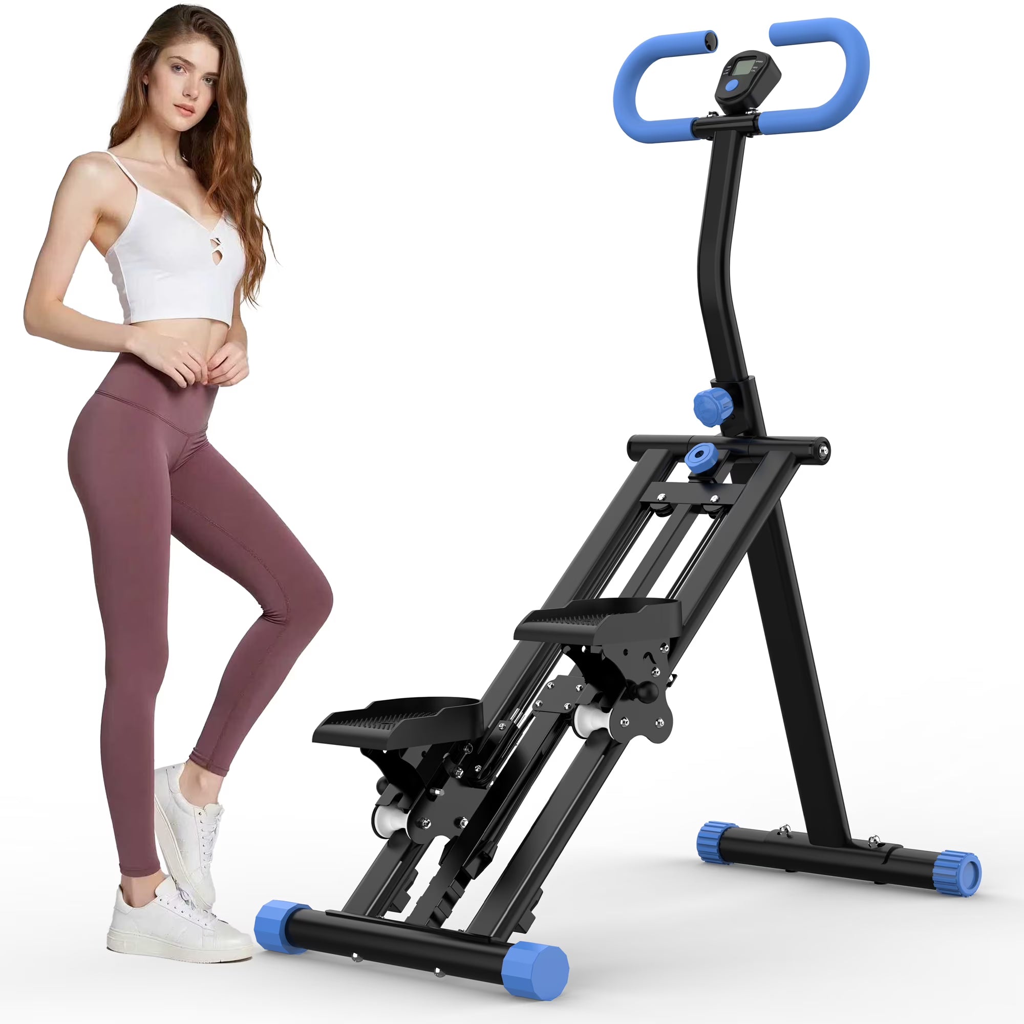 Kdymod Stair Stepper with Resistance for Home,Vertical Climber Cardio Machine for Full-Body Exercise,Folding Stair Climber Fitness Equipment with Stable Frame Adjustable Handlebar,Black