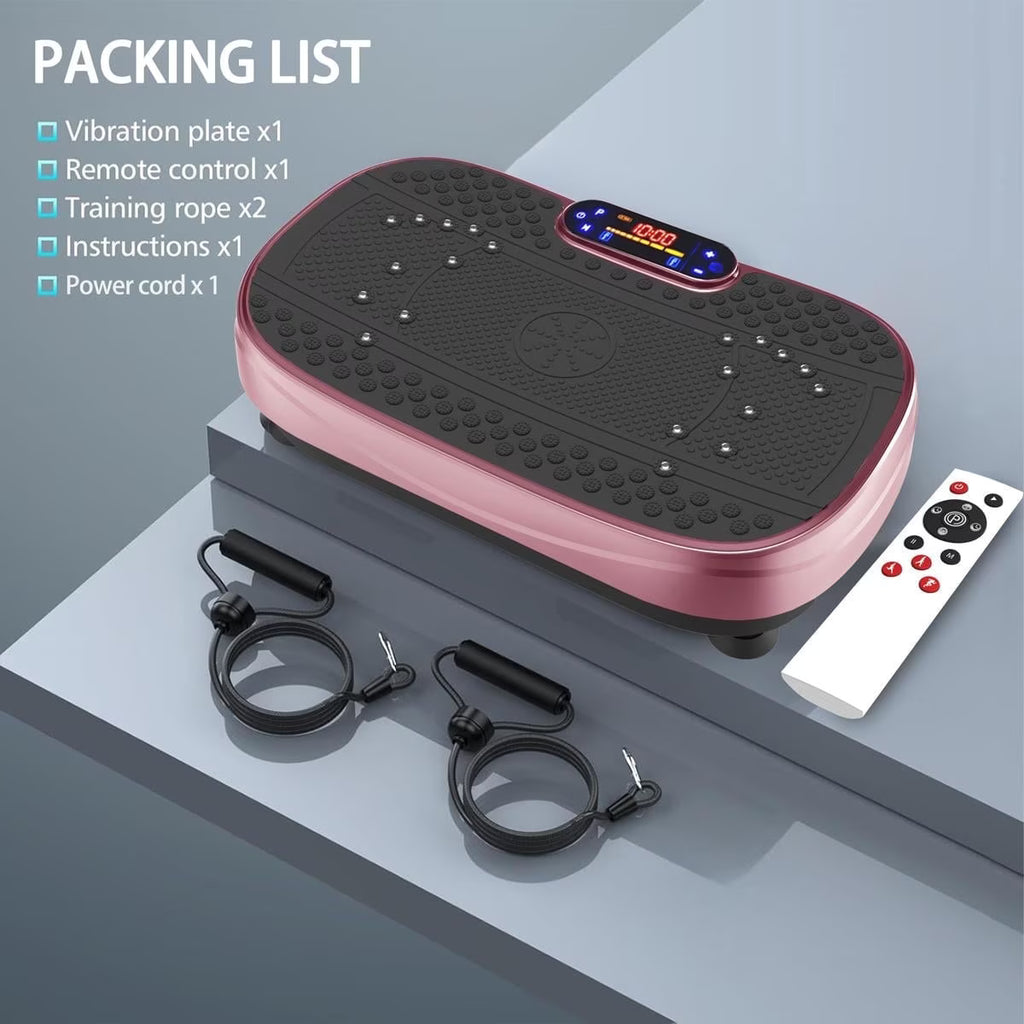 Kdymod Vibration Plate Exercise Machine & Whole Body Shake Plate, Workout Machine with Remote Control & Adjustable Settings, Versatile for Home Fitness, Rose Red