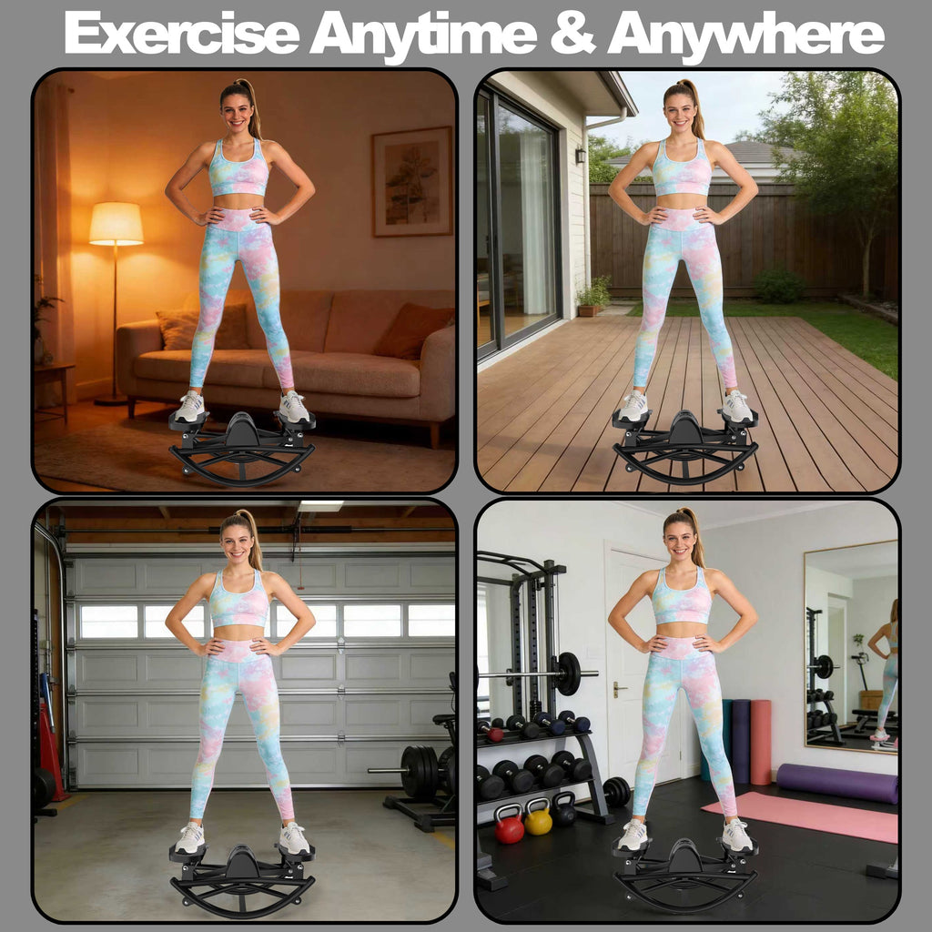 Kdymod Lateral Stepper for Exercise-Rocking Stepper Machine with Resistance Bands & Anti-Slip Mat and LCD Monitor, Professional Stair Stepper for Home Workout,Black