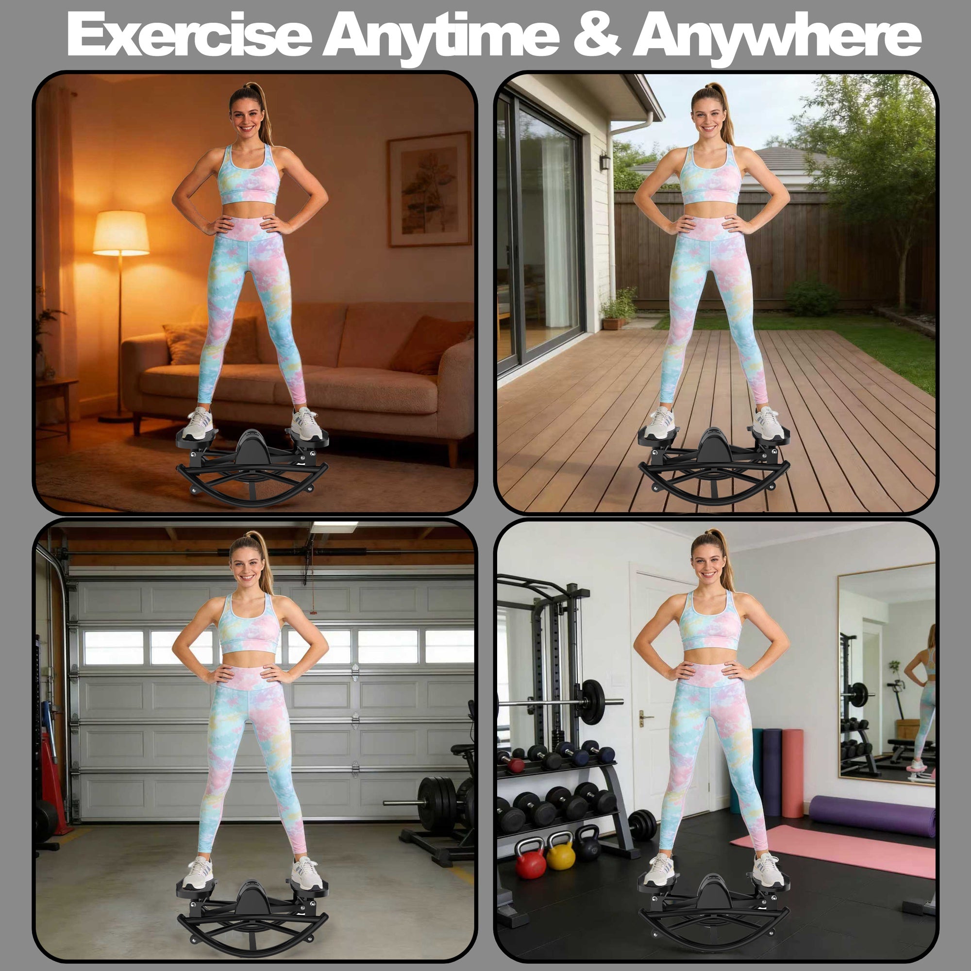 Kdymod Lateral Stepper for Exercise-Rocking Stepper Machine with Resistance Bands & Anti-Slip Mat and LCD Monitor, Professional Stair Stepper for Home Workout,Black