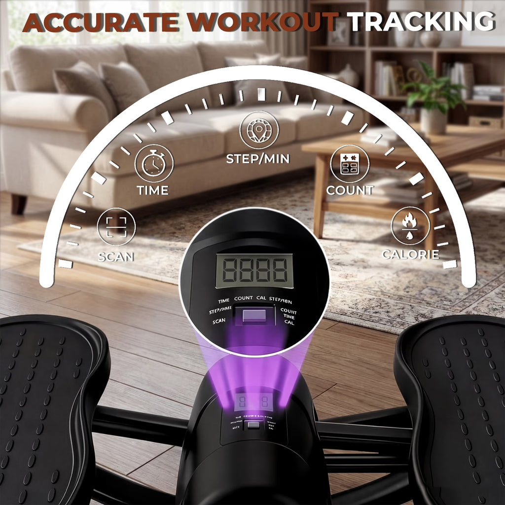 Kdymod Lateral Rocking Fitness Stepper, Low Impact Portable Exercise Stepper, Workout Machine, Rock Stepper Machine with Digital Monitor/Resistance Bands