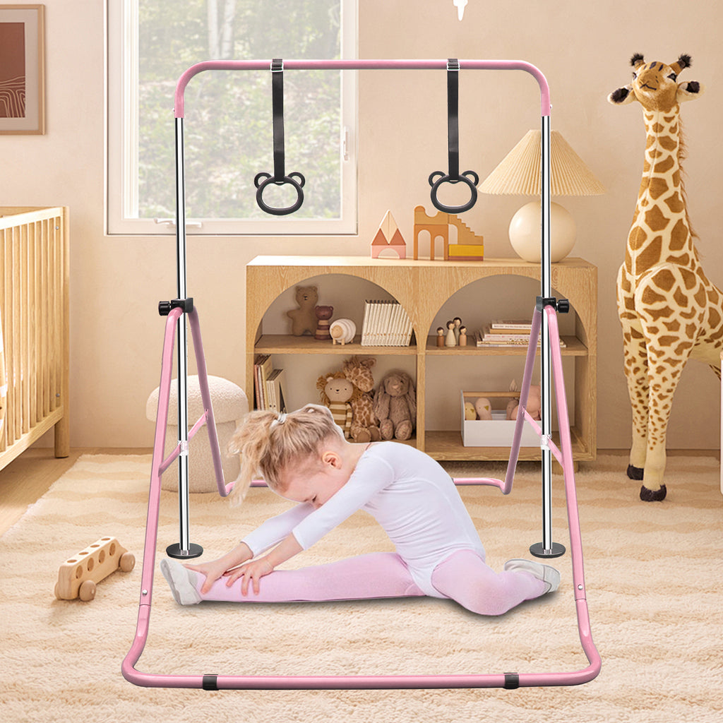 Kdymod Gymnastics Bar for Kid,Adjustable Height Kids Gymnastics Bar,Foldable Horizontal Junior Gymnastics Equipment Bar for Home Gym