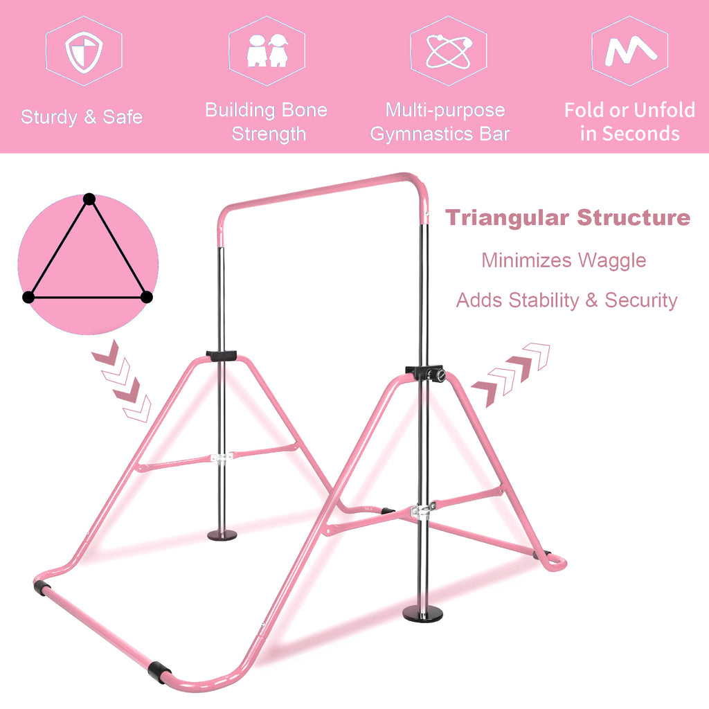 Kdymod Gymnastics Bar for Kid,Adjustable Height Kids Gymnastics Bar,Foldable Horizontal Junior Gymnastics Equipment Bar for Home Gym
