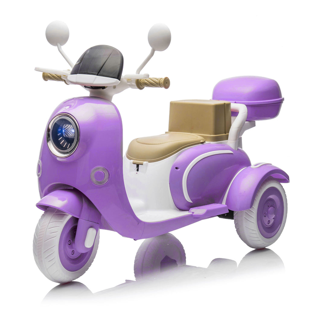 CIRUI 2 Seater 12V Kids Motorcycle, 3 Wheel Ride Dual Motorcycle, Suitable for 3-6 Years Old Children Toy 12V Electric Motorcycle, Suitable for Children, with Front Light/USB/Storage Box Purple