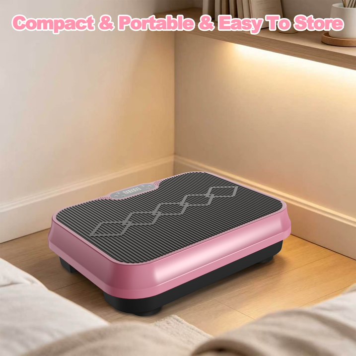 Kdymod Vibration Plate Exercise Machine with Resistance Bands,Whole Body Workout Vibration Platform with Remote Control,Quiet Exercise Equipment Workout Machine for Home Office,Rose Red