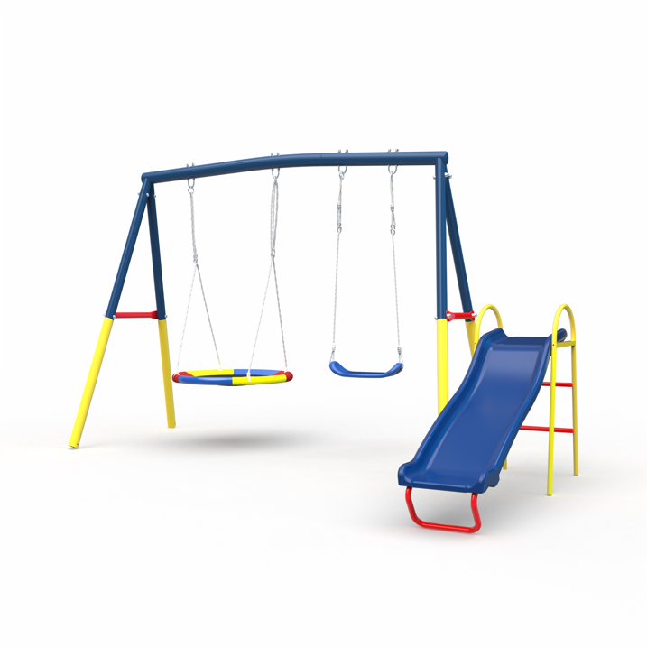 Kdymod 3 in 1 Swing Set Outdoor,Swing Sets for Backyard with Kids,Durable and Easy To Assemble,Suitable for Any Outdoor Space,Blue