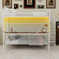 Uiowio Twin Over Full Metal Bunk Bed with Built-In Desk & LED Lighting, Space-Saving Bunk Bed Frame with Stairs & Storage, for Teens & Adults, White