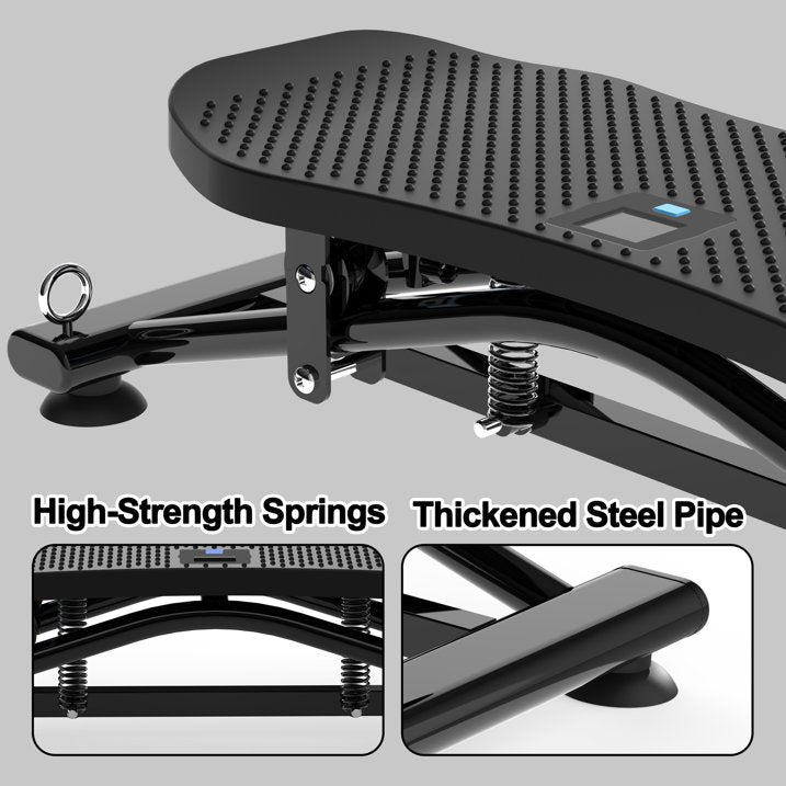 Kdymod Sliding Ski Simulator with Resistance Bands, Indoor Skiing Fitness Equipment for Home Gym, Non-Slip Base & Full-Body Cardio Training Machine for Core, Leg & Arm Workout, Black