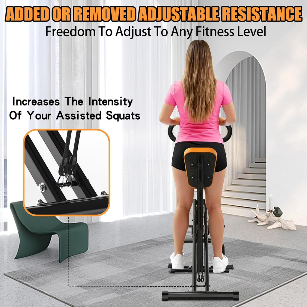 Kdymod Generic Foldable Squat Machine with Resistance Bands, Glutes and Thigh for Home Gym, Hip Thrust Leg Press for Home Gym Fitness ,250 lbs,Black