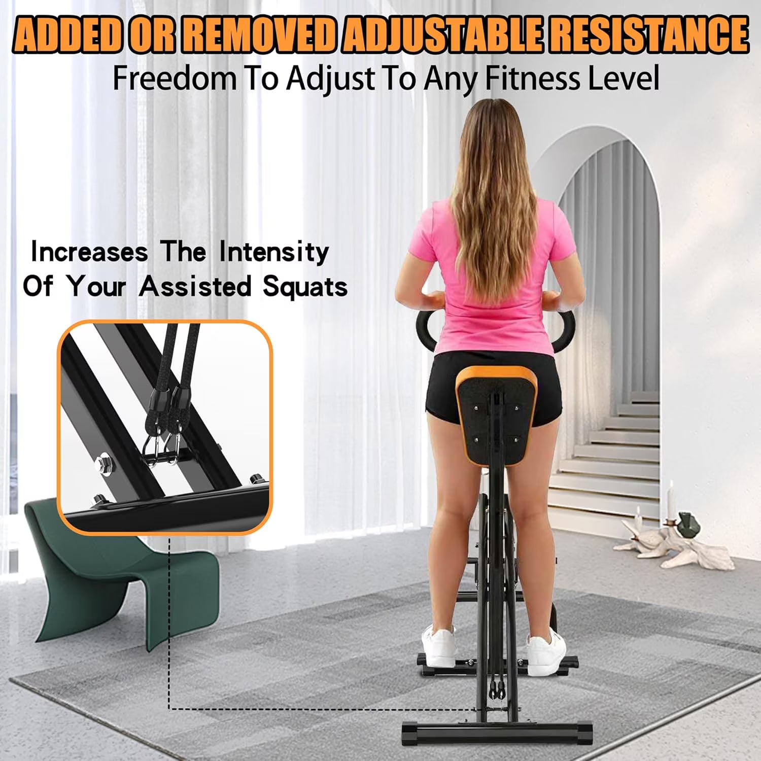 Kdymod Generic Foldable Squat Machine with Resistance Bands, Glutes and Thigh for Home Gym, Hip Thrust Leg Press for Home Gym Fitness ,250 lbs,Black