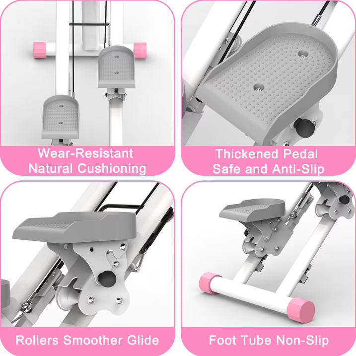 Kdymod Stair Stepper for Home with Adjustable Handlebar, Vertical Climber Workout Machine for Full-Body Exercise, Compact Foldable & Stable Frame ,Pink