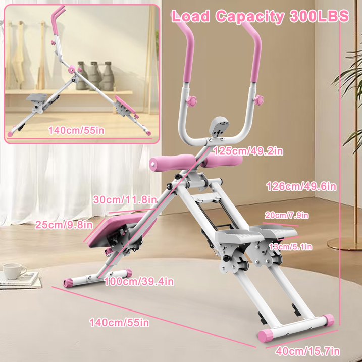 Kdymod 2 In 1 Stair Stepper & Ab Workout Machine,Multifunction Full Body Exercise Equipment,Stair Stepper Exercise Ab Machine for Home Gym,Pink