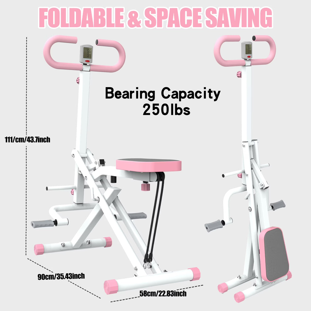 Kdymod Generic Foldable Squat Machine with Resistance Bands, Glutes and Thigh for Home Gym, Hip Thrust Leg Press for Home Gym Fitness ,250 lbs,Pink