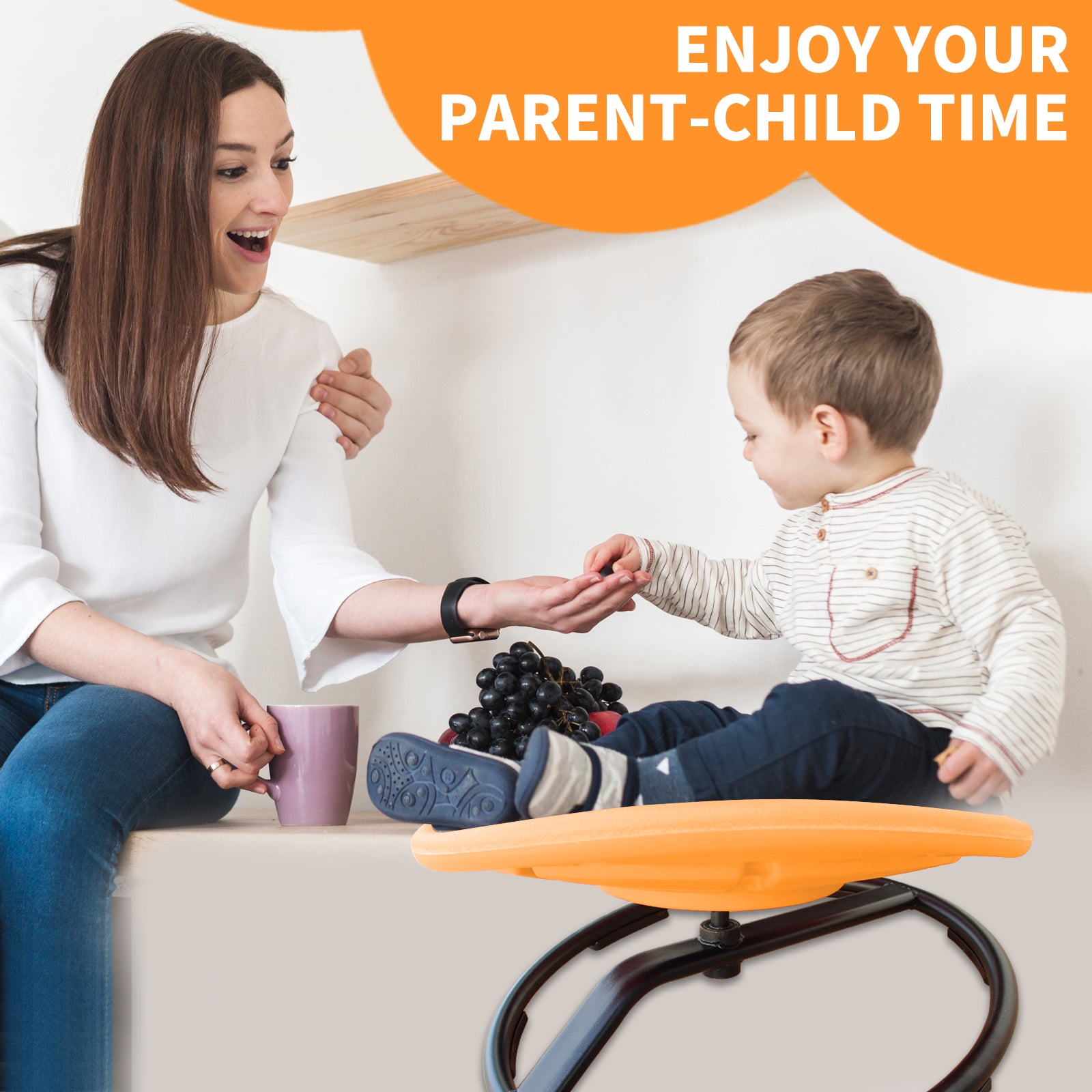 Cirui 360° Swivel Sensory Spin Chair for Kid with Autism, Sensory Spinning Chair, CKids Sensory Toy Chair with Non Slip Spinning Seat,Toddler Sit for Coordination Balance Focus Training,Orange