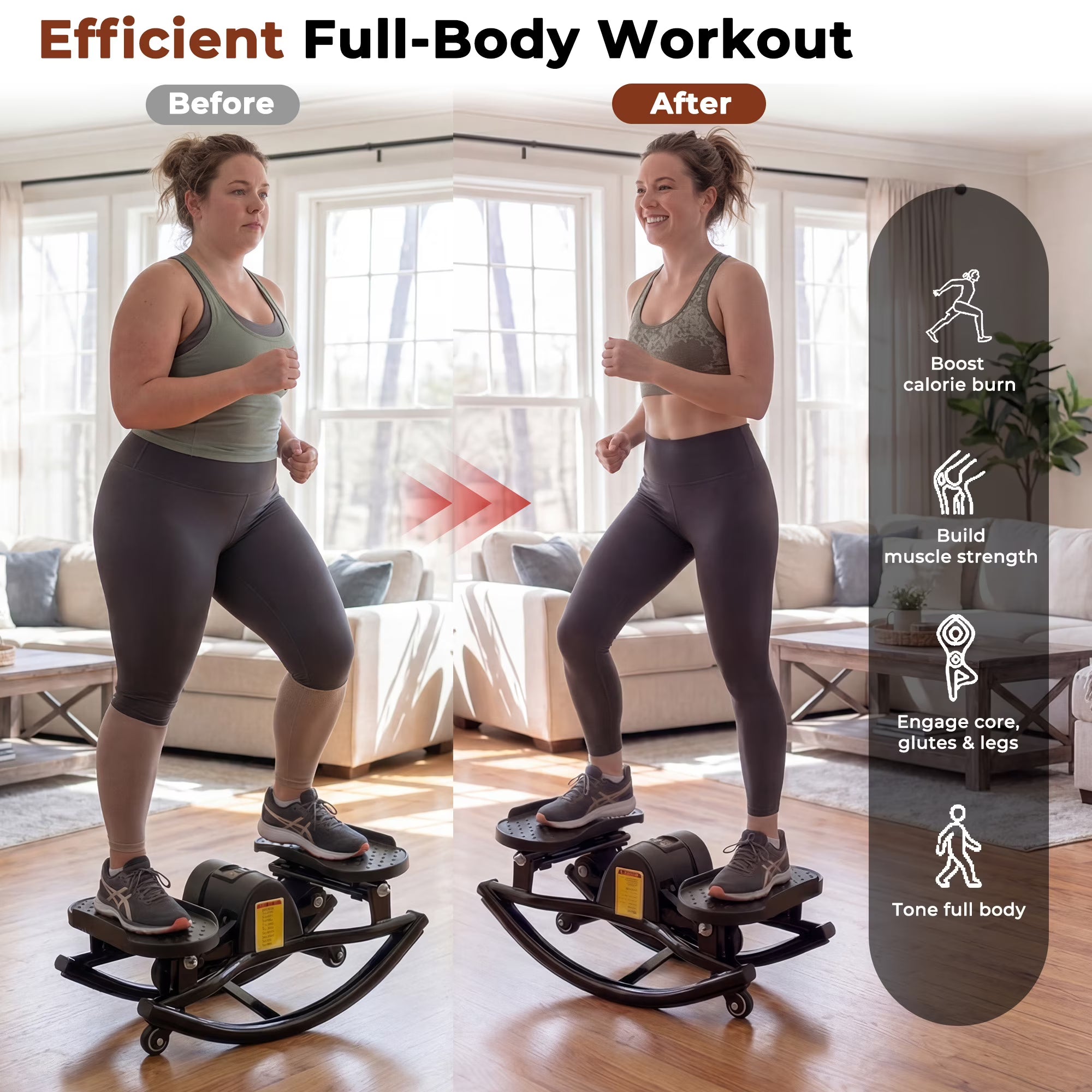 Kdymod Lateral Rocking Fitness Stepper, Low Impact Portable Exercise Stepper, Workout Machine, Rock Stepper Machine with Digital Monitor/Resistance Bands